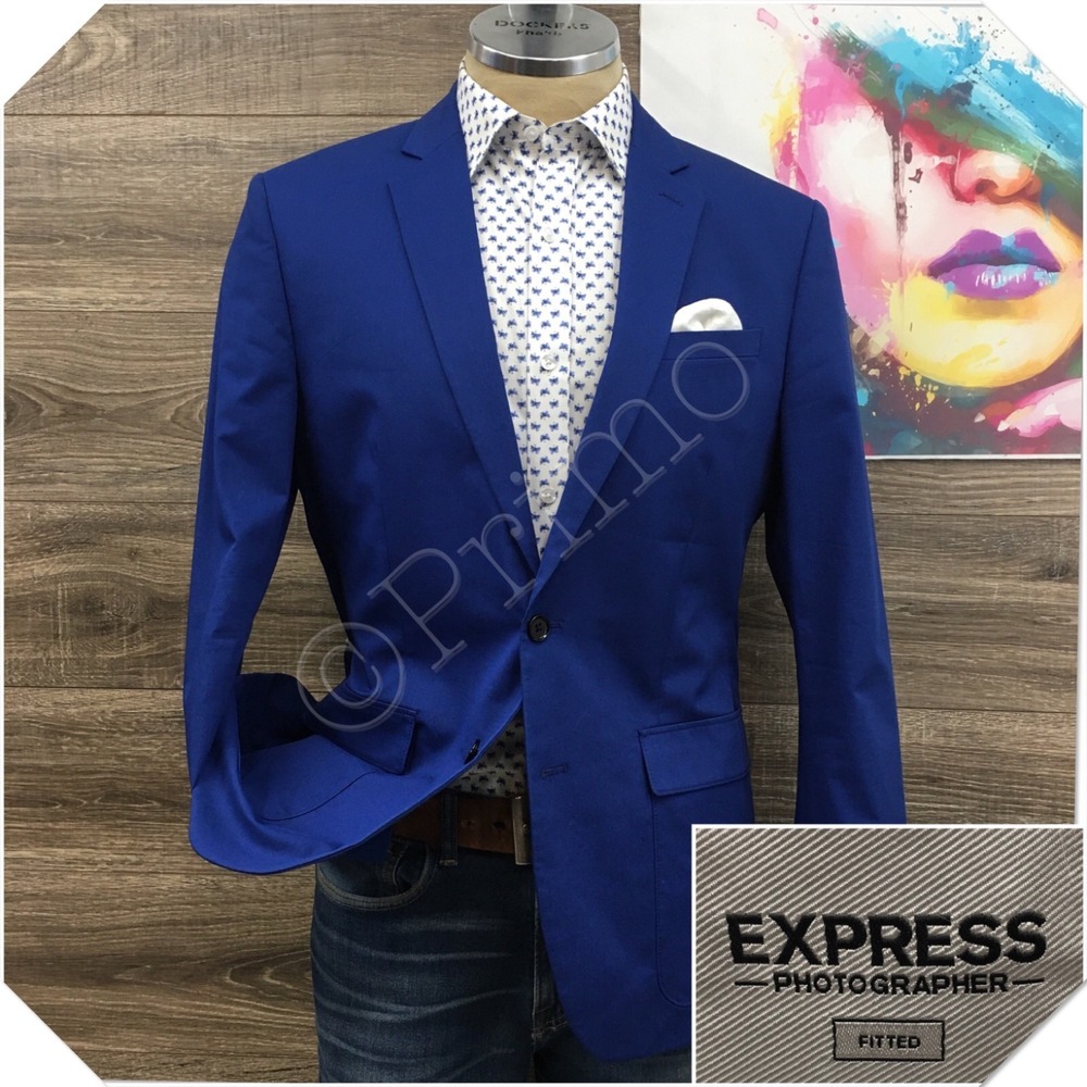 EXPRESS Mens Cotton Blazer Sport Coat Casual Jacket Size 40R Classic Modern Suit